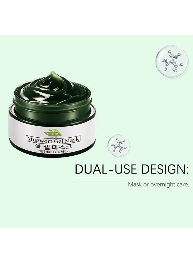 HANCHOBIT Mugwort Gel Mask - Gentle and Moisturizing for Clearing Acne-Prone Skin, Deeply Cleansing Pores, Hydrating and Nourishing, Sleep Mask 50g - Image 3